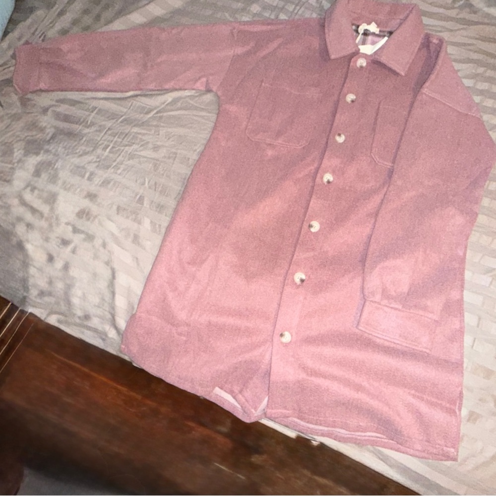 HEM & THREAD Long Shacket In Grape NWT size Small oversized - Picture 6 of 8